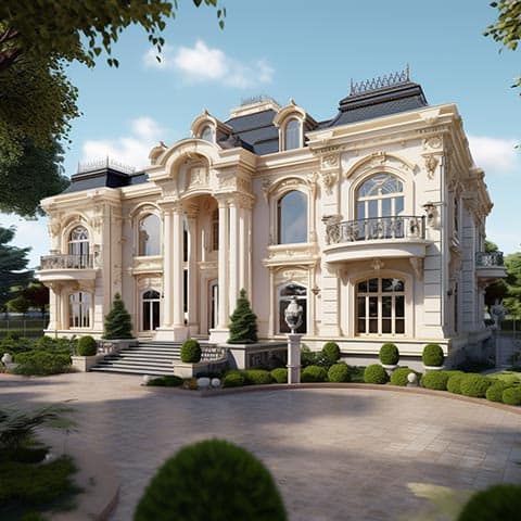 Exterior Mouldings: Decorative stucco mouldings on a building's exterior, adding intricate details and character to the facade, blending seamlessly with the walls while enhancing visual appeal and providing protection.